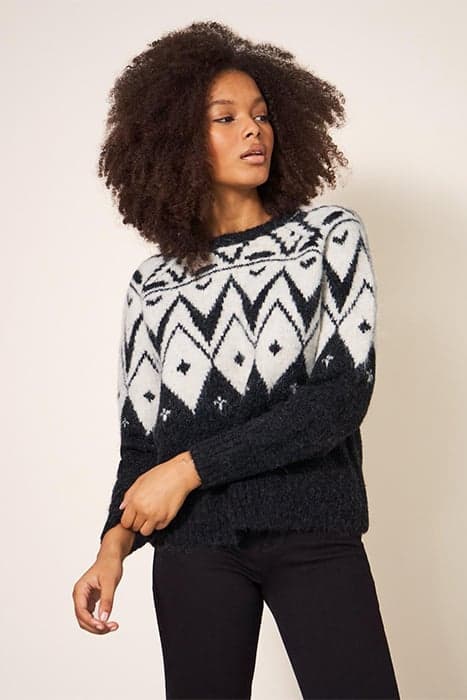 BLACK FAIRISLE JUMPER BLACK MULTI by White Stuff