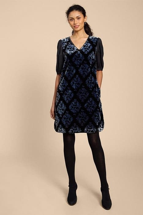 KATE MIDI DRESS TEAL PRINT by White Stuff