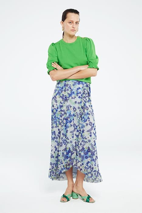 BOBO FRILL SKIRT RIAD BLUE/HOLY GUACA by Fabienne Chapot