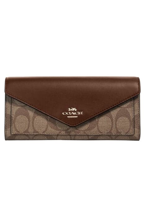 SLIM ENVELOPE WALLET IN SIGNATURE CANVAS KHAKI SADDLE by Coach