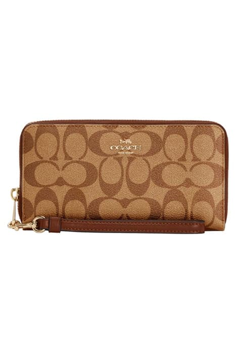 LONG ZIP AROUND WALLET IN SIGNATURE CANVAS KHAKI SADDLE 2 by Coach