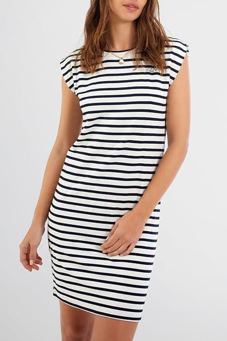 OFF-WHITE SAILOR STRIPE DRESS WITH NAVY STRIPES OFF-WHITE by ICODE