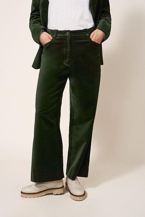 BELLE VELVET CROPPED WIDE LEG DARK GREEN by White Stuff