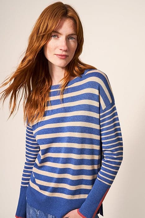 OLIVE STRIPE JUMPER BLUE MULTI by White Stuff