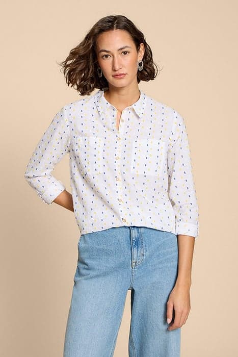 SOPHIE ORGANIC COTTON SHIRT IVORY MULTI by White Stuff