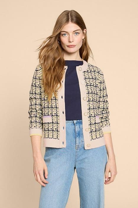 KELLY TEXTURED CARDI WHITE MULTI by White Stuff