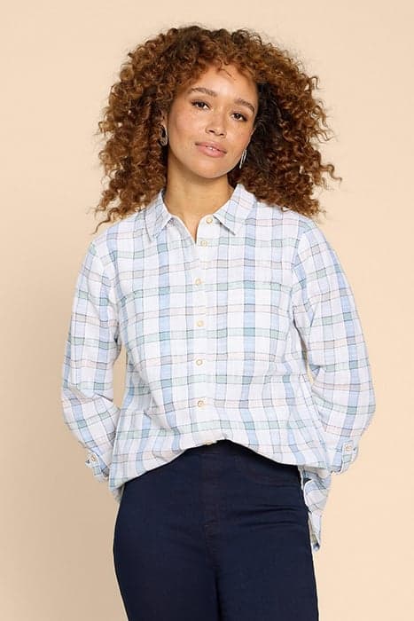 SOPHIE ORGANIC CHECK SHIRT IVORY MULTI by White Stuff