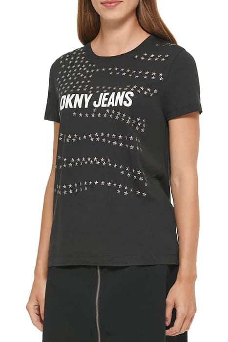 S/S CRW NK FRNT ALL BLACK by DKNY