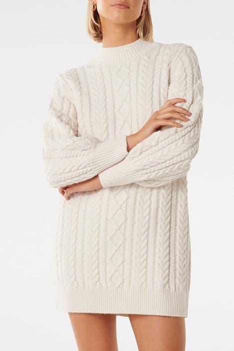 HARPER CABLE JUMPER KNIT DRESS PORCELAIN by Forever New