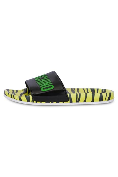 POOL SLIDES TIGER PRINT YELLOW by Moschino