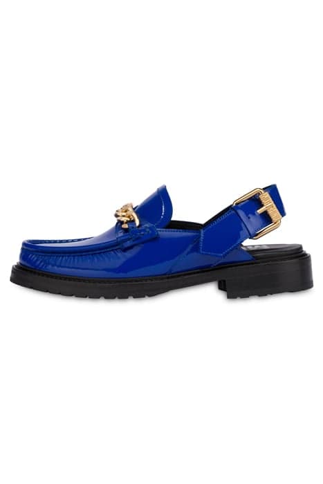 METAL CHAIN PATENT LOAFERS BLUE by Moschino