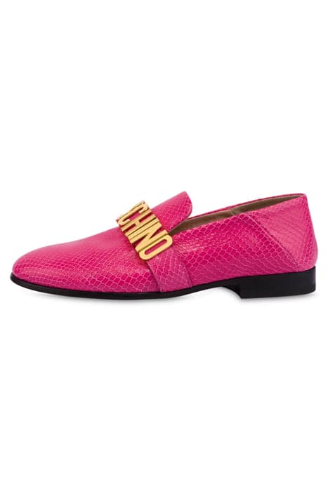 SLIPPER IN PYTHON PRINT CALFSKIN PINK by Moschino