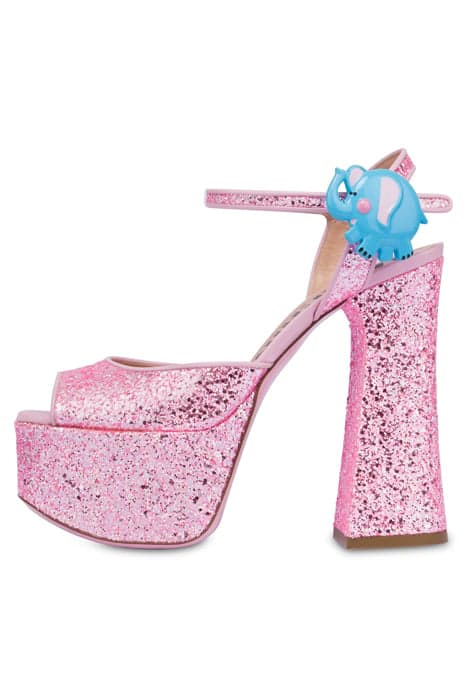 HIGH GLITTER PLATFORM SANDALS PINK by Moschino