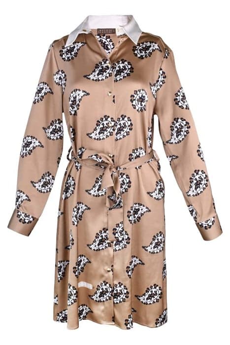 DRESS AVIGNON LEOPARD WHITE COLLAR BEIGE by Mucho Gusto