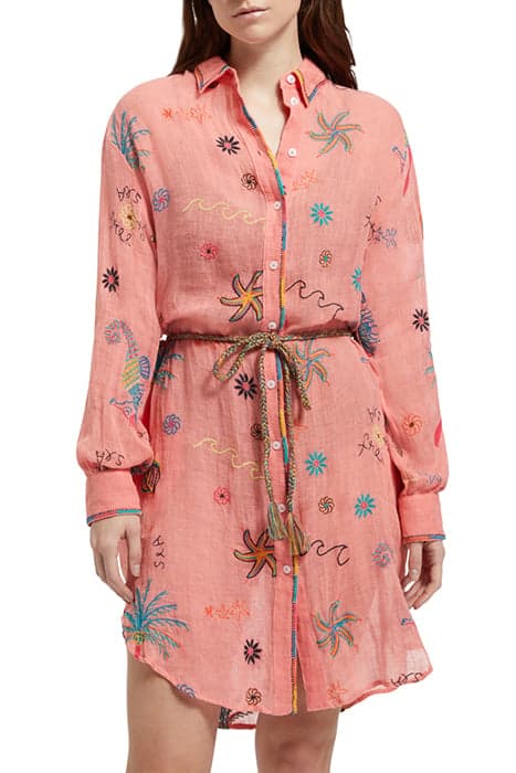 OVERSIZED SHIRT DRESS WITH MULTICOLOR EMBROIDERY SEA LIFE EM by Scotch & Soda