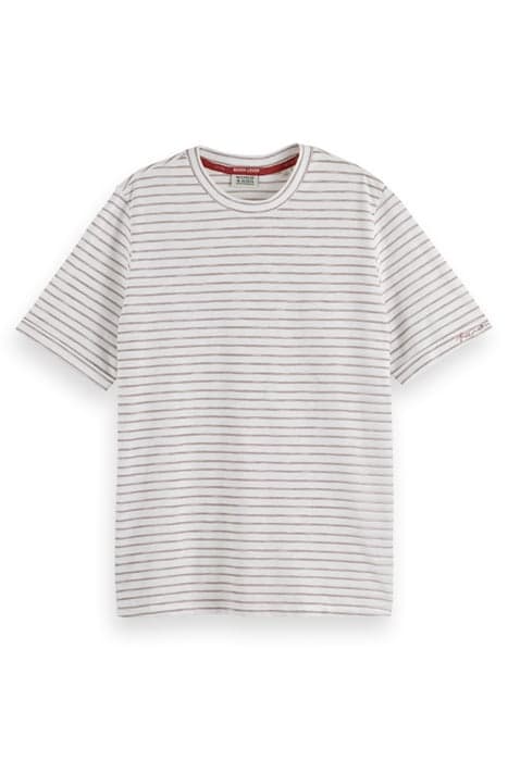 RELAXED FIT LUREX STRIPE T-SHIRT WHITE by Scotch & Soda