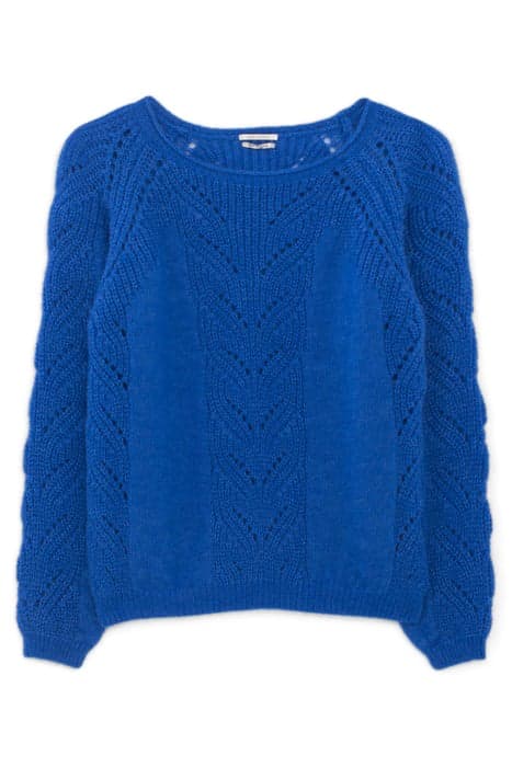 ELECTRIC BLUE OPENWORK KNIT ROLLED NECK SWEATER by IKKS