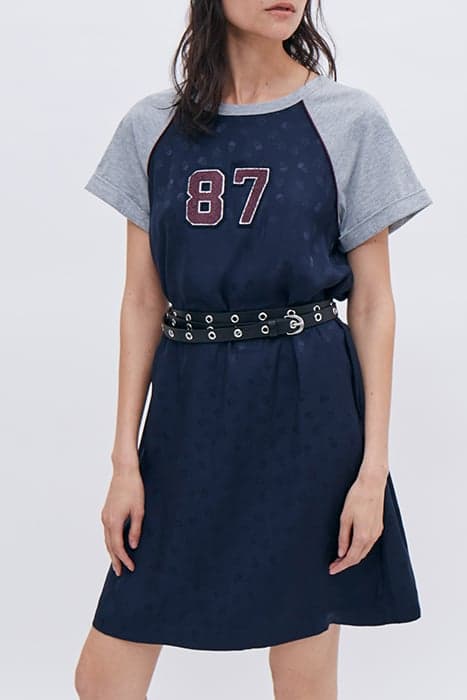 NAVY T-SHIRT DRESS WITH GREY SLEEVES by IKKS