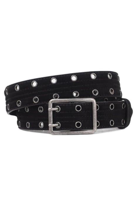 BLACK QUILTED SUEDE BELT WITH EYELETS by IKKS