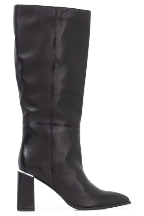 BLACK LEATHER HEELED BOOTS WITH METAL BAR by IKKS