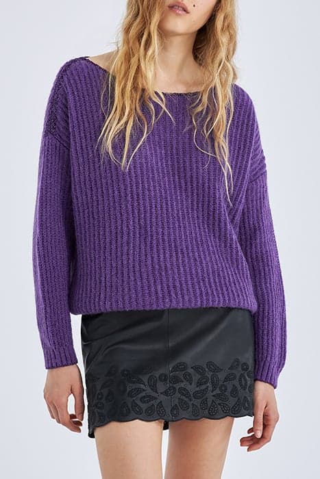 PURPLE RIBBED KNIT SWEATER WITH LUREX DETAILS by IKKS