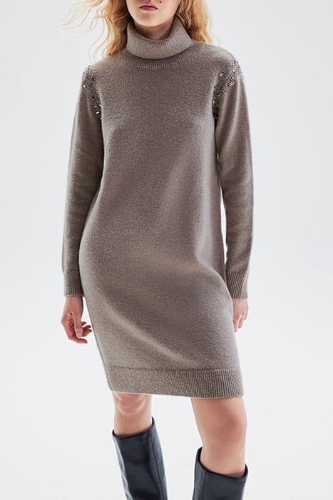 BEIGE KNIT DRESS WITH DIAMANTE ARMHOLES by IKKS