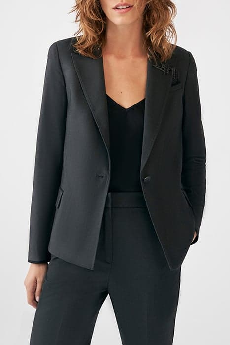 BLACK SEMI-PLAIN JACQUARD SUIT JACKET by IKKS