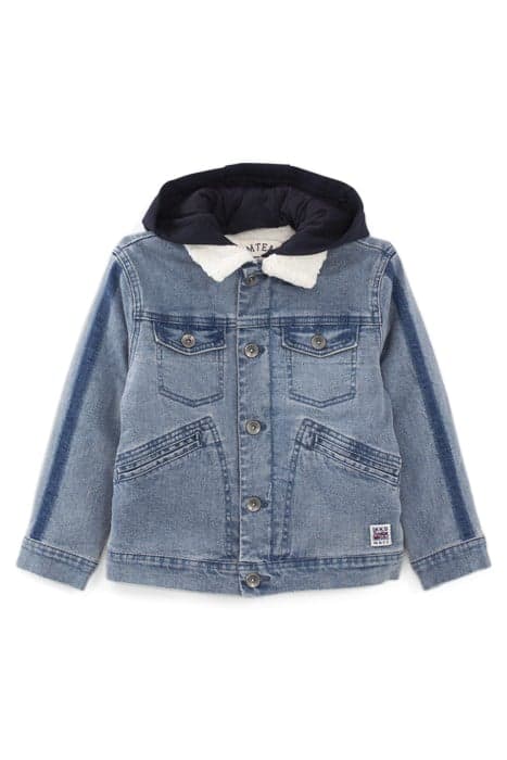 BOYS’ BLUE DENIM SHERPA-LINED JACKET, HOODED FACING by IKKS