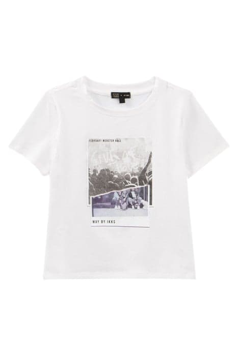 GIRLS’ WHITE CROPPED COTTON T-SHIRT WITH CONCERT IMAGE by IKKS