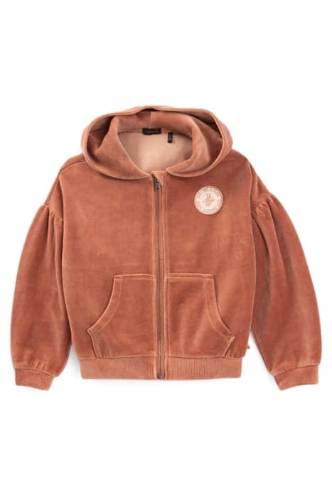 GIRLS’ COPPER PINK VELVET KNIT HOODED CARDIGAN by IKKS