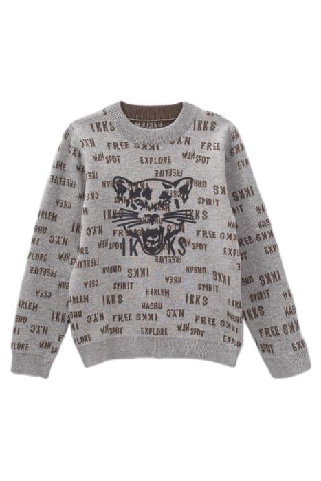 BOYS’ KHAKI/GREY JACQUARD LETTER REVERSIBLE SWEATER by IKKS