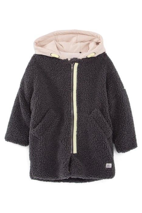 GIRLS’ GREY SHERPA COAT WITH MIXED FABRIC HOOD by IKKS