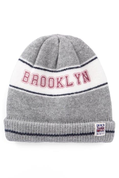 BOYS’ GREY SLOGAN JACQUARD KNIT BEANIE by IKKS