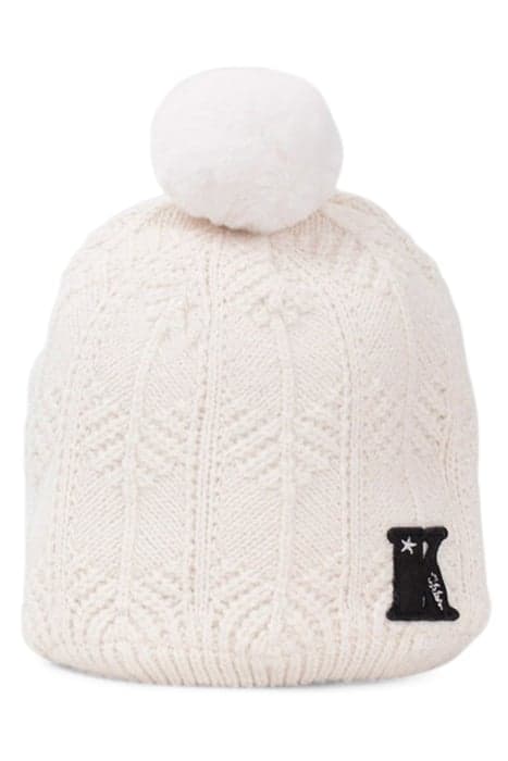 GIRLS’ OFF-WHITE LUREX KNIT BEANIE WITH POMPOM by IKKS