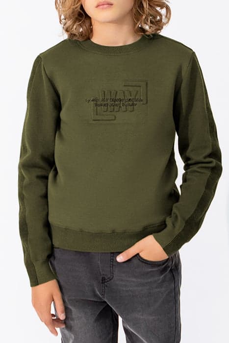 BOYS’ KHAKI MIXED FABRIC SWEATER WITH EMBOSSED IMAGE by IKKS