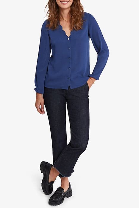 SAPPHIRE BLUE BLOUSE WITH SCALLOPED NECKLINE by ICODE