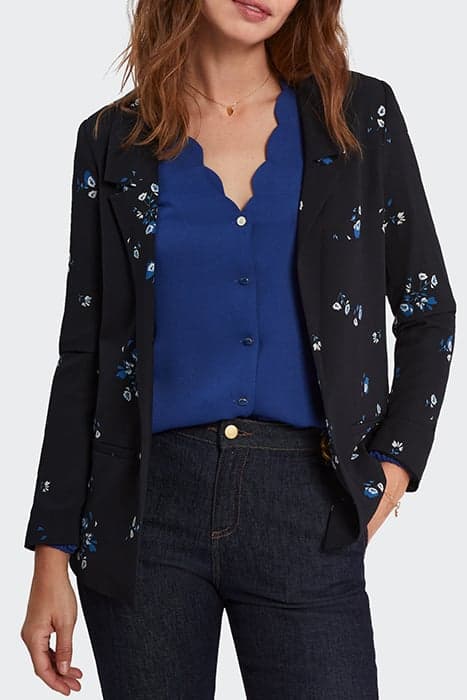 BLACK FLORAL BOUQUET PRINT SUIT JACKET by ICODE