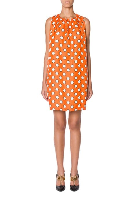 POLKA DOTS SILK TWILL DRESS ORANGE by Moschino