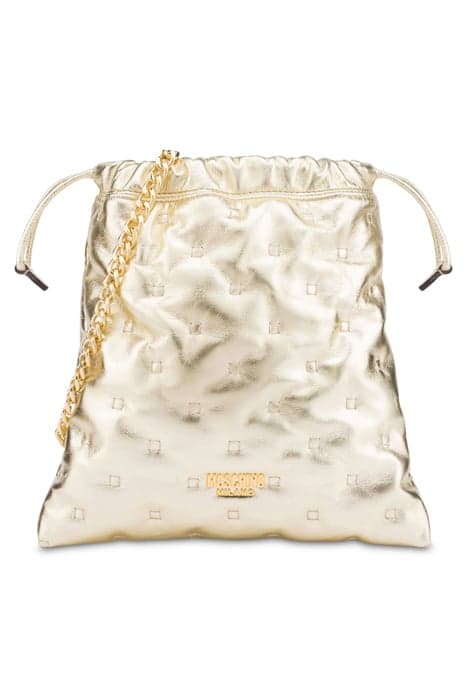 POUCH BAG IN LAMINATED NAPPA GOLD by Moschino