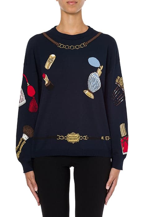 RIDING KIT STRETCH VISCOSE PULLOVER BLUE by Moschino