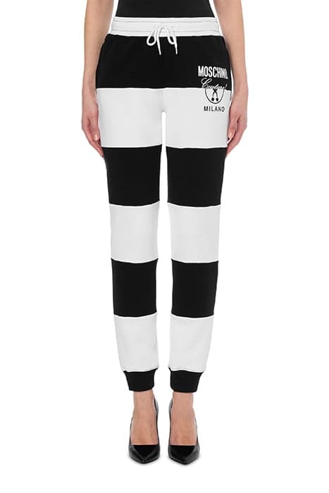 BLACK & WHITE FLEECE JOGGING WHITE by Moschino