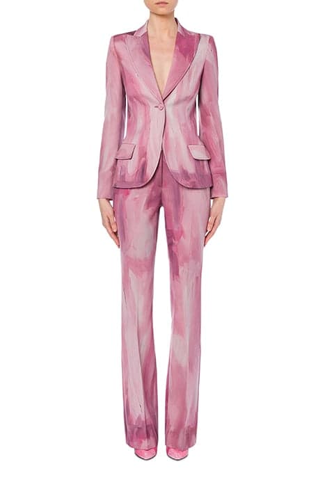 PAINTING WOOL SATIN JACKET PINK by Moschino