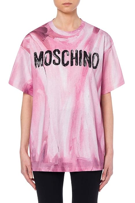 PAINTED LOGO JERSEY T-SHIRT PINK by Moschino