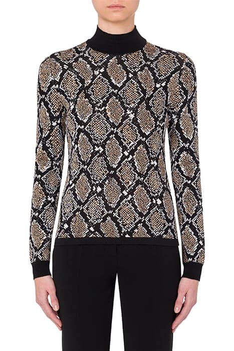 PYTHON STRETCH VISCOSE SWEATER BLACK by Moschino