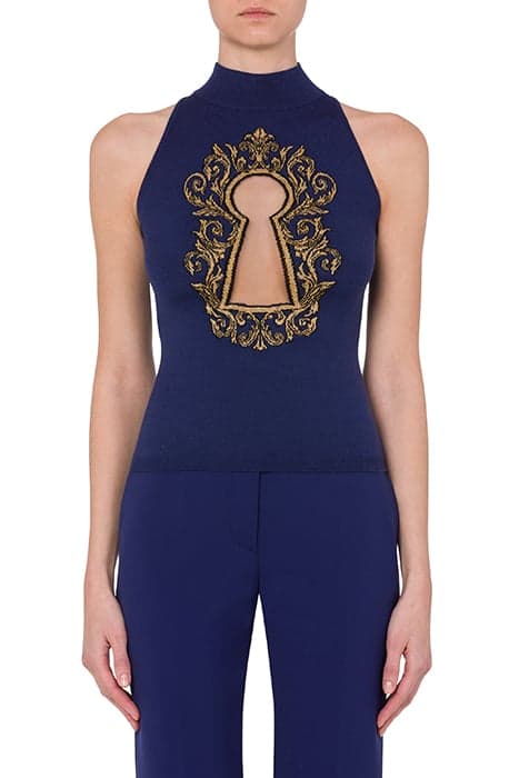 BAROQUE LOCK KNITTED TOP BLUE by Moschino