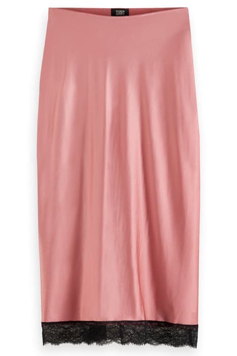 HIGH-RISE SATIN SKIRT WITH LACE DETAIL WEATHERED PINK by Scotch & Soda