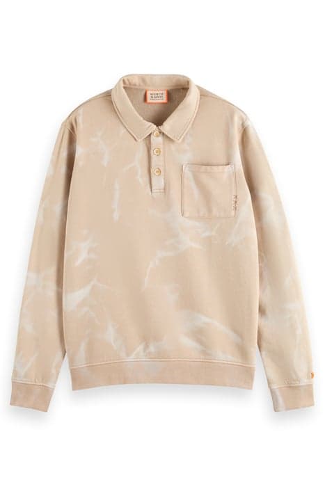 WASHED POLO COLLAR SWEATSHIRT PEBBLE by Scotch & Soda