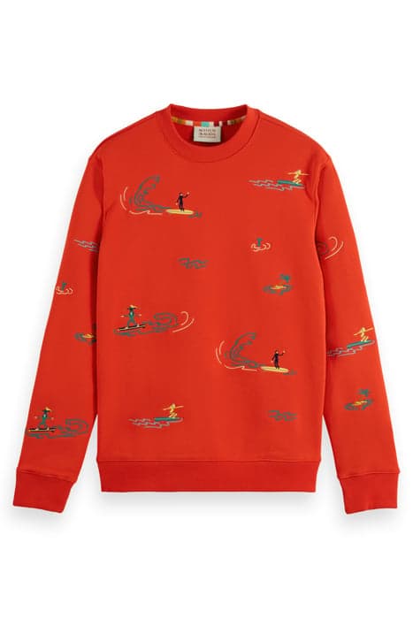 ALL-OVER EMBROIDERY SWEATSHIRT BOAT RED by Scotch & Soda