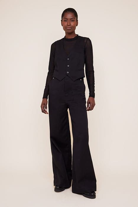 TWILL JUMPSUIT WIDE LEG BLACK by Vanilia