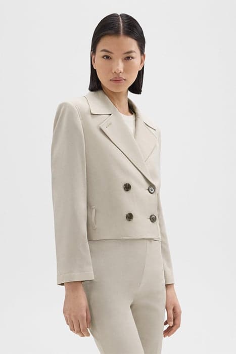 DOUBLE-BREASTED CROP TRENCH IN ADMIRAL CREPE PUMICE by THEORY